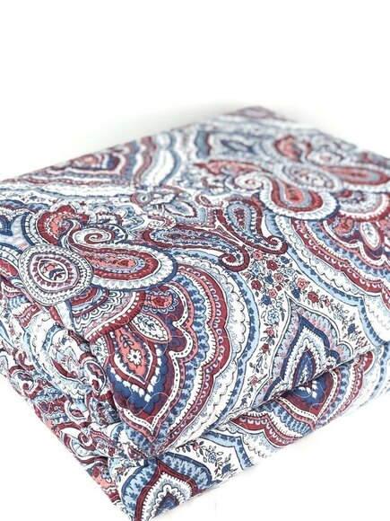 New Williamstown Paisley cotton Queen Quilt red white blue Americana boho - Picture 6 of 6
